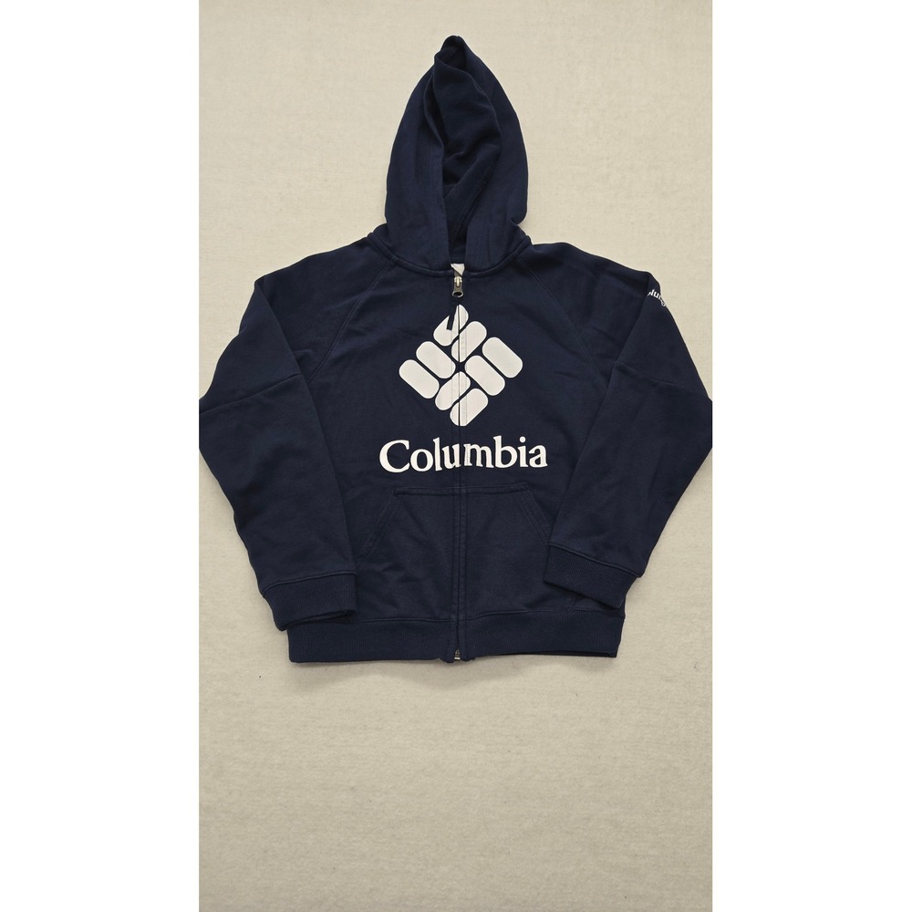 Columbia Boys Full Zip Hoodie Jacket Blue Logo Graphic‎ Kids Size